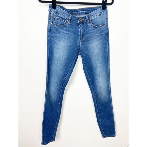 Articles Of Society Medium Wash Mya Skinny Mid Rise Jean Size 27 - Picture 2 of 6